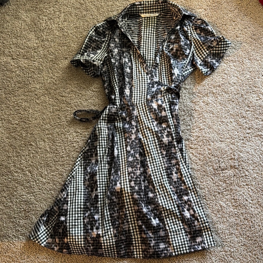 Diane Von Furstenberg Multicolored Midi Dress with Puff Sleeves